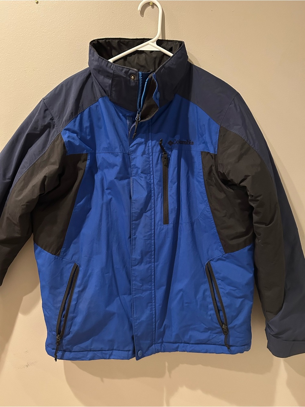 Columbia Mens Medium Blue Omni-Shield Winter Jacket Coat Outdoors Blue Black